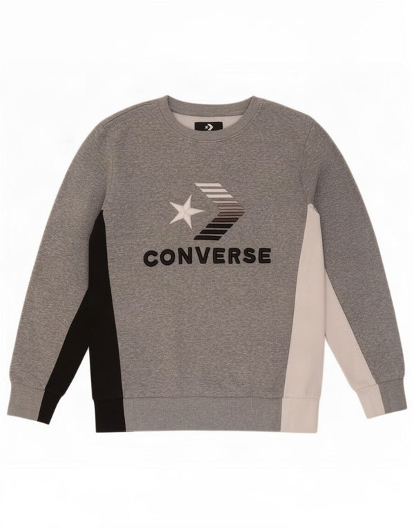 Converse Grafik-Sweatshirt für Jungen, 12–13 Jahre, Größe L, Grau, Farbblock