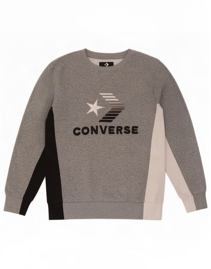 Converse Grafik-Sweatshirt für Jungen, 12–13 Jahre, Größe L, Grau, Farbblock