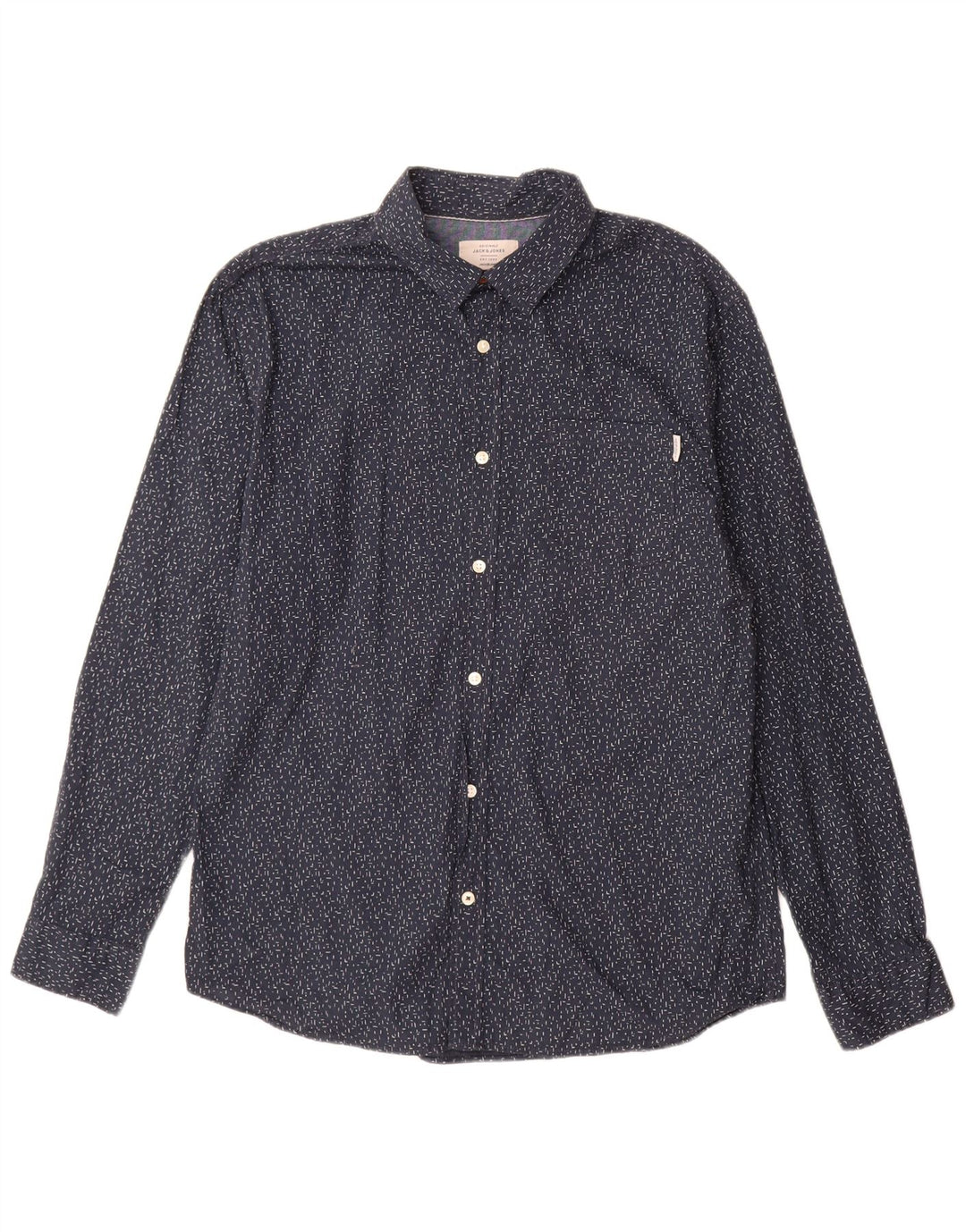 Jack & Jones Herrenhemd XL Marineblau gepunktete Baumwolle