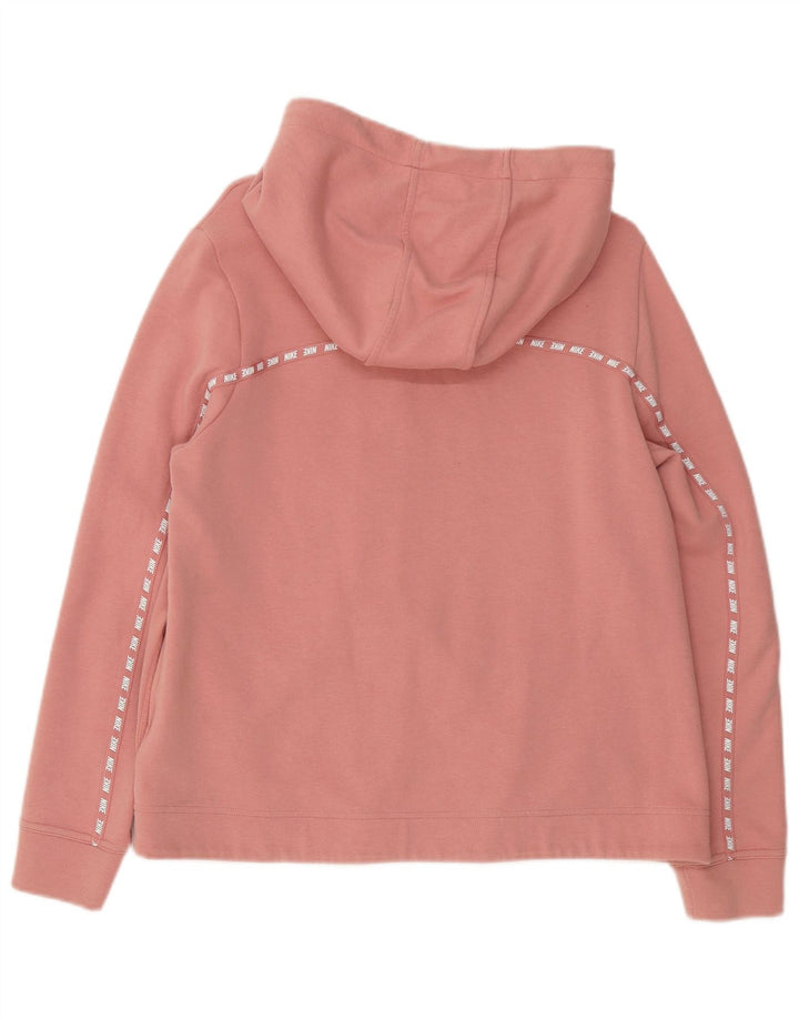 Nike Damen Zip Hoodie Pullover UK 14 Mittelrosa Baumwolle