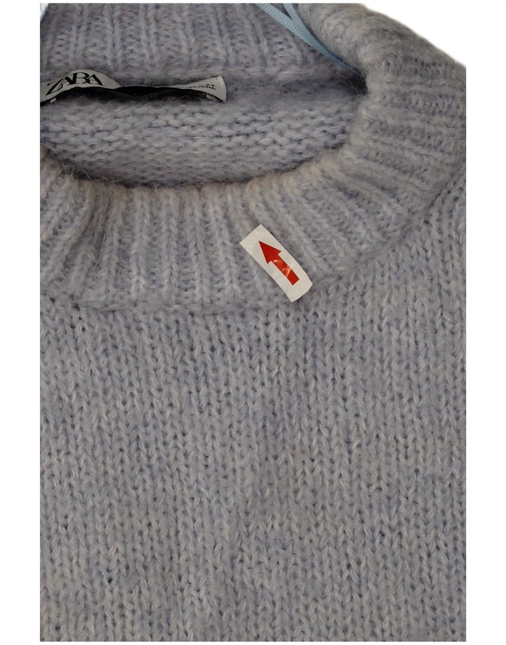Zara Damen-Pullover, übergroß, Rundhalsausschnitt, Gr. 18, XL, Blau, Polyester