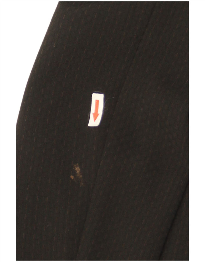 Vintage Damen Pea Coat IT 44 Medium Schwarz Nadelstreifen Polyester