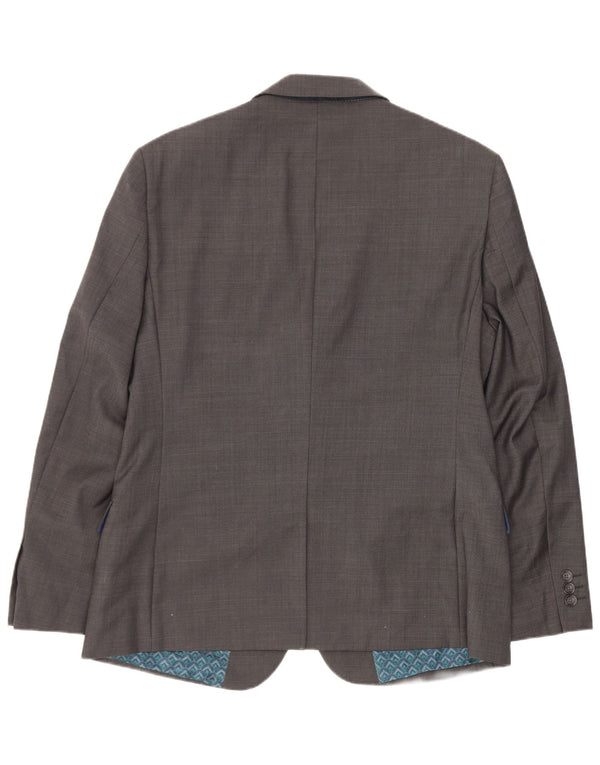 Ted Baker Herren-Blazer, kurz, mit 2 Knöpfen, UK 40, Größe L, graue Wolle