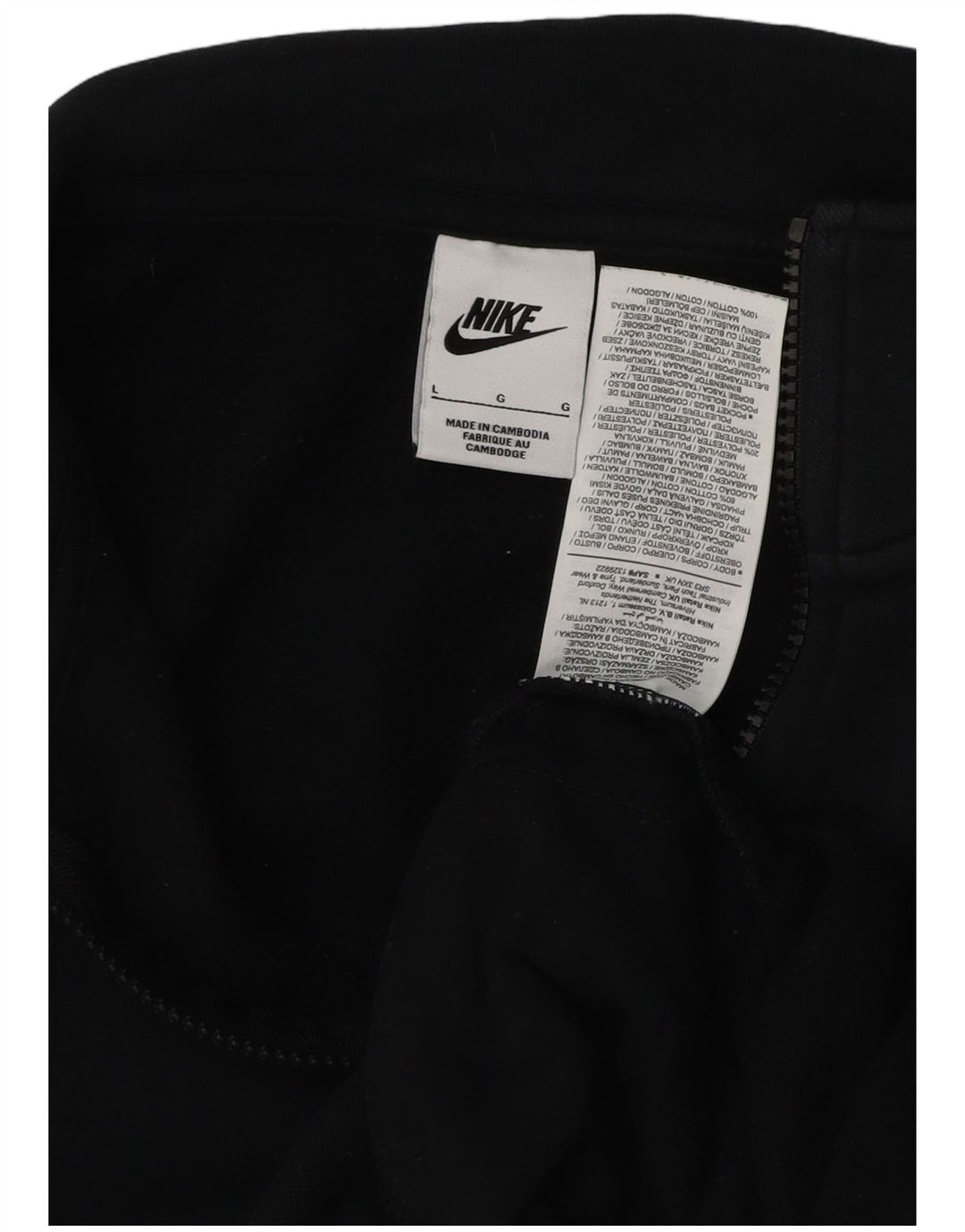 NIKE Herren-Sweatshirt mit Reißverschluss am Hals, groß, aus schwarzer Baumwolle