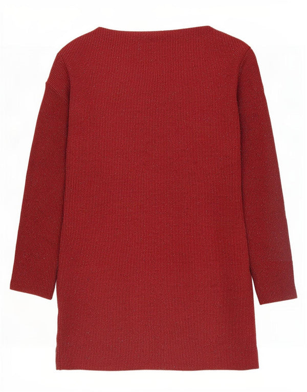 Zara Damen-Pulloverkleid, Gr. 44, groß, burgunderrot geflecktes Polyester