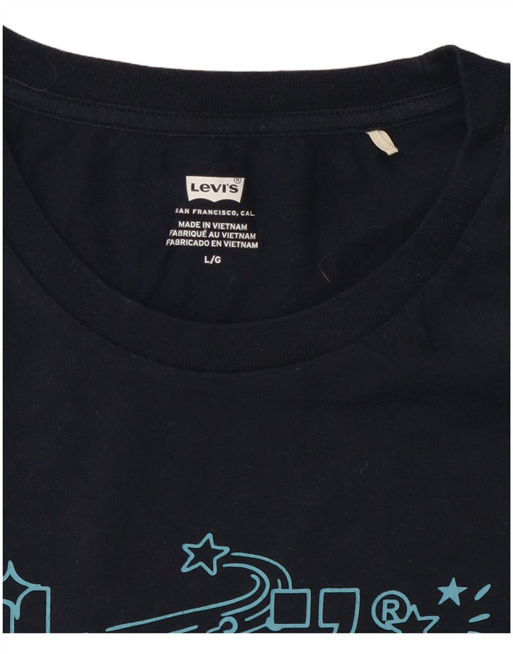 Levi's Damen Grafik-T-Shirt-Oberteil UK 14 Large Marineblau