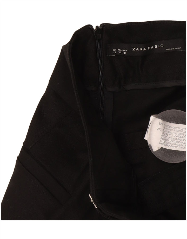 Zara Damen A-Linien-Rock XS W24 Schwarze Baumwolle