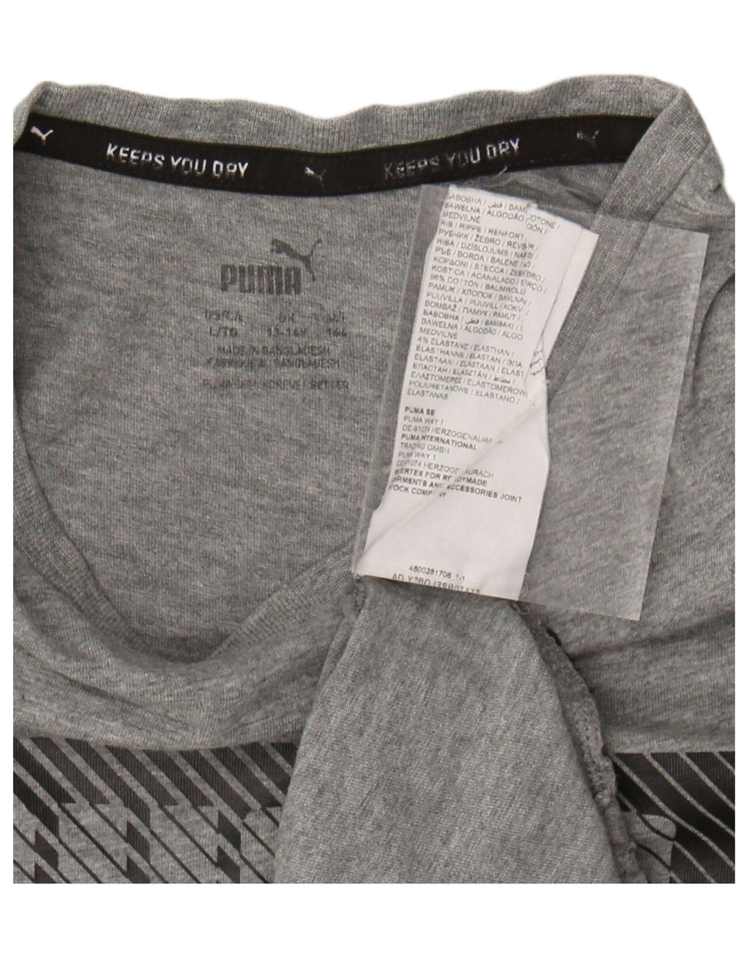Puma Jungen T-Shirt mit Grafik, 13–14 Jahre, Größe L, Grau, Baumwolle