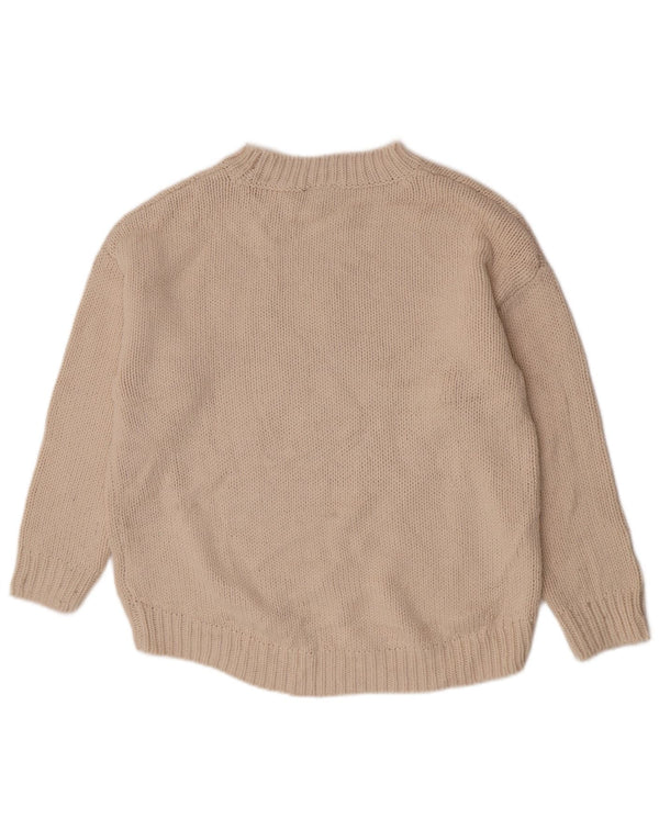 Topshop Damen-Pullover, übergroß, Rundhalsausschnitt, Gr. 10, Größe S, Beige, Blumenmuster