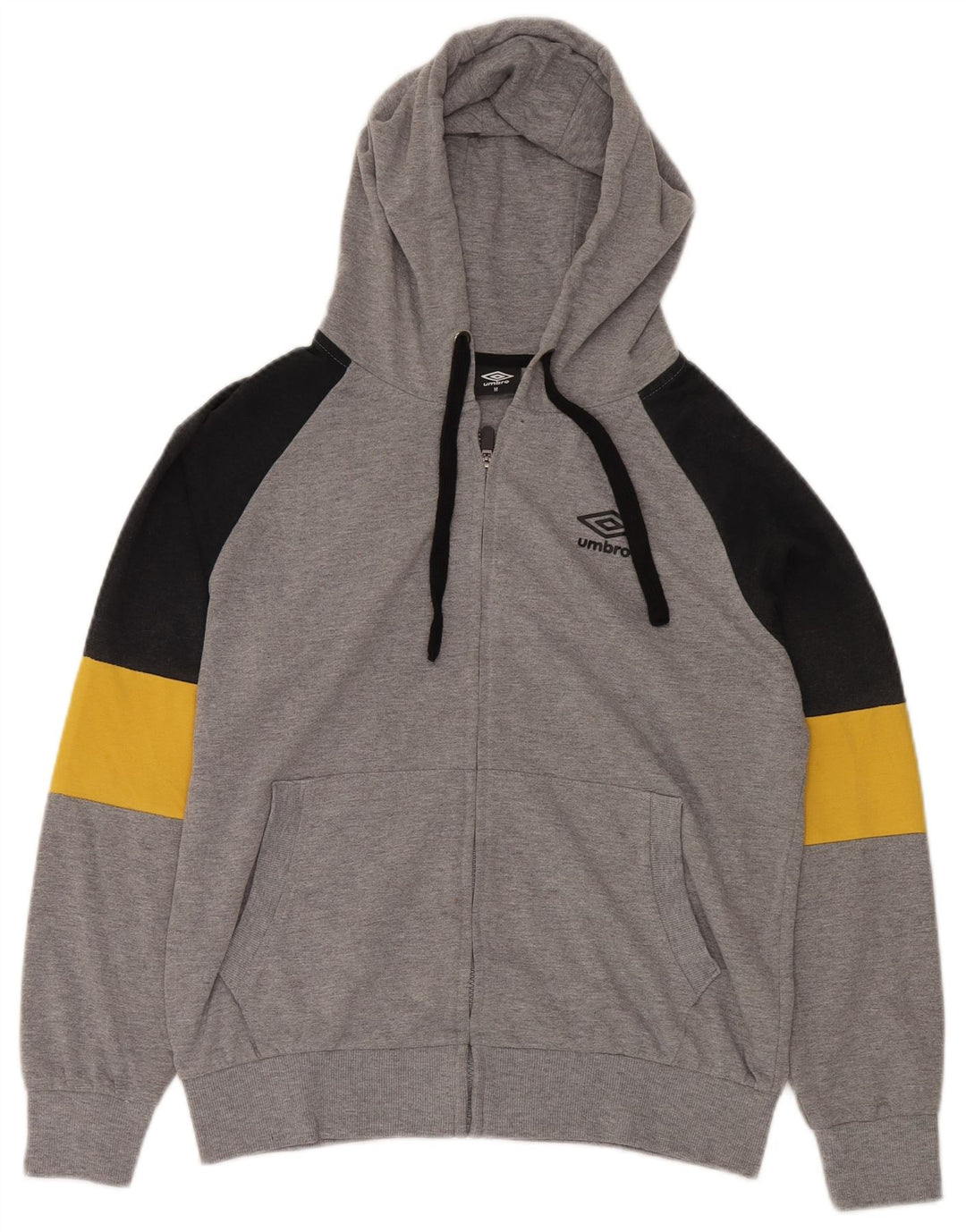 UMBRO Herren-Kapuzenpullover mit Reißverschluss, mittelgraue Colourblock-Baumwolle