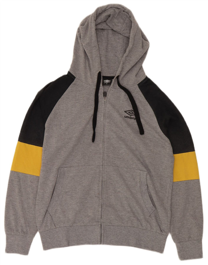 UMBRO Herren-Kapuzenpullover mit Reißverschluss, mittelgraue Colourblock-Baumwolle