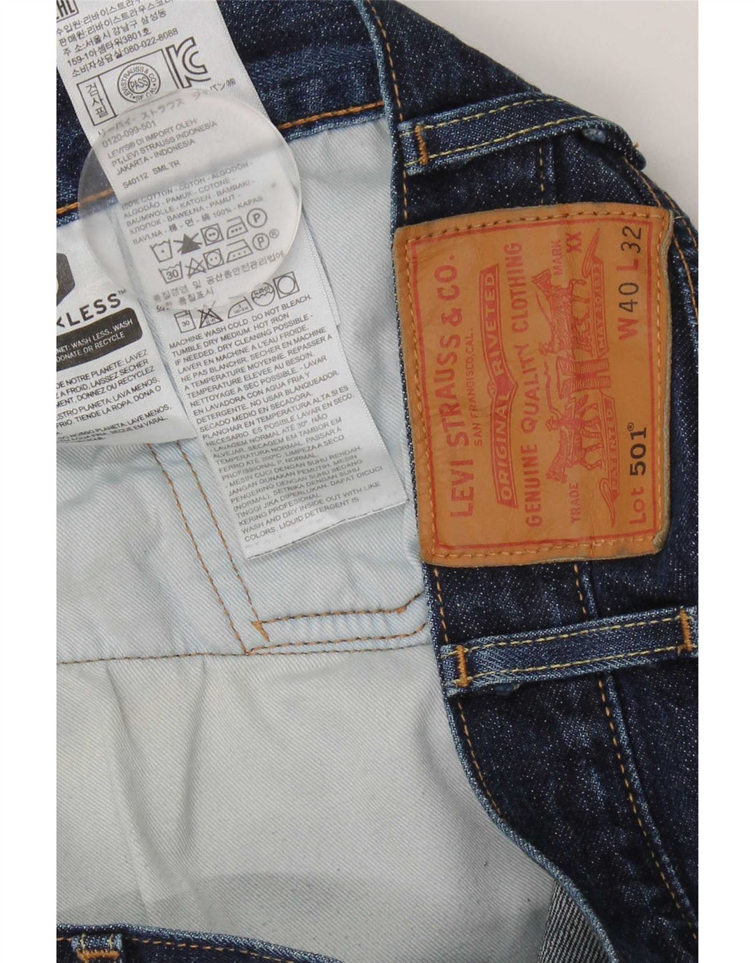 Levi's Herren 501 Straight Jeans W40 L32 Blaue Baumwolle