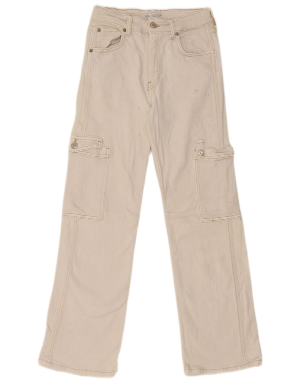 Zara Mädchen Cargo Straight Jeans 13-14 Jahre W24 L27 Weiß