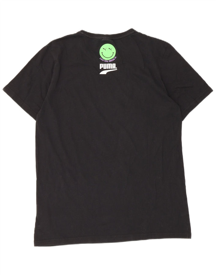 Puma Herren Grafik T-Shirt Top Mittelschwarz Baumwolle