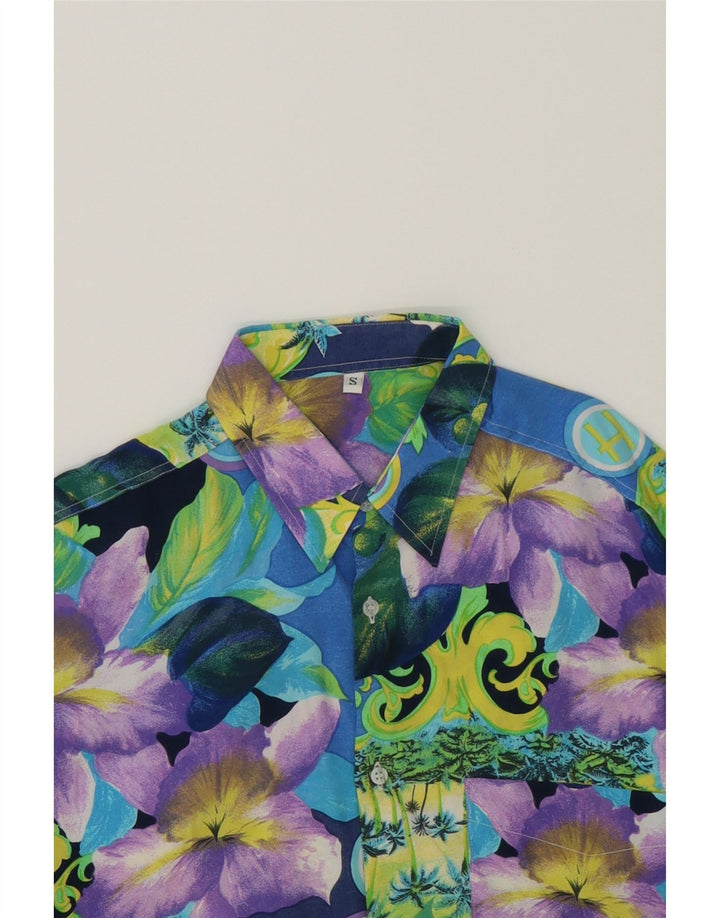 VINTAGE Mens Short Sleeve Shirt Small Multicoloured Floral Viscose Vintage Vintage and Second-Hand Vintage from Messina Hembry 