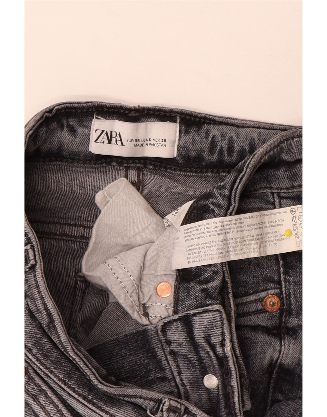 Zara Damen Distressed Slim Jeans EU 38 Small W28 L34 Graue Baumwolle