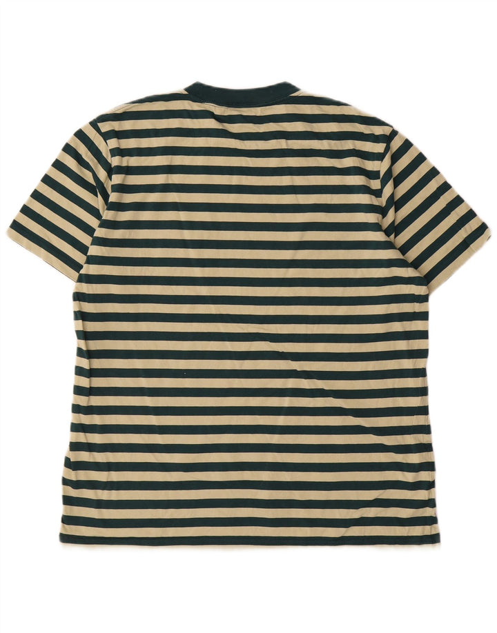 Carhartt Herren T-Shirt-Oberteil aus mittelgrün gestreifter Baumwolle