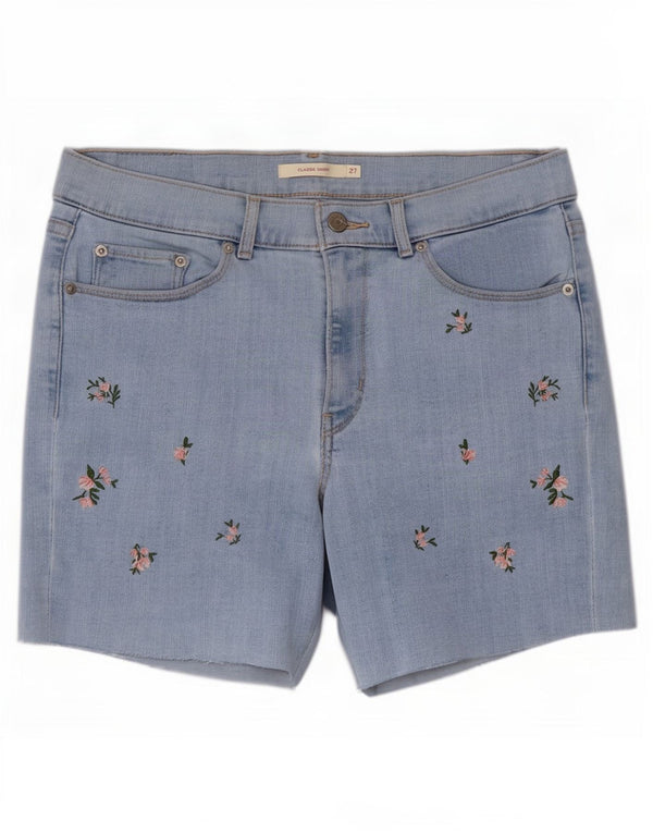 Levi's Damen-Jeansshorts, klassisch, Größe S, Größe W27, Baumwolle mit blauem Blumenmuster