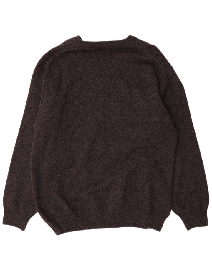 Burlington Herren-Pullover mit V-Ausschnitt, Größe 52, XL, graue Wolle