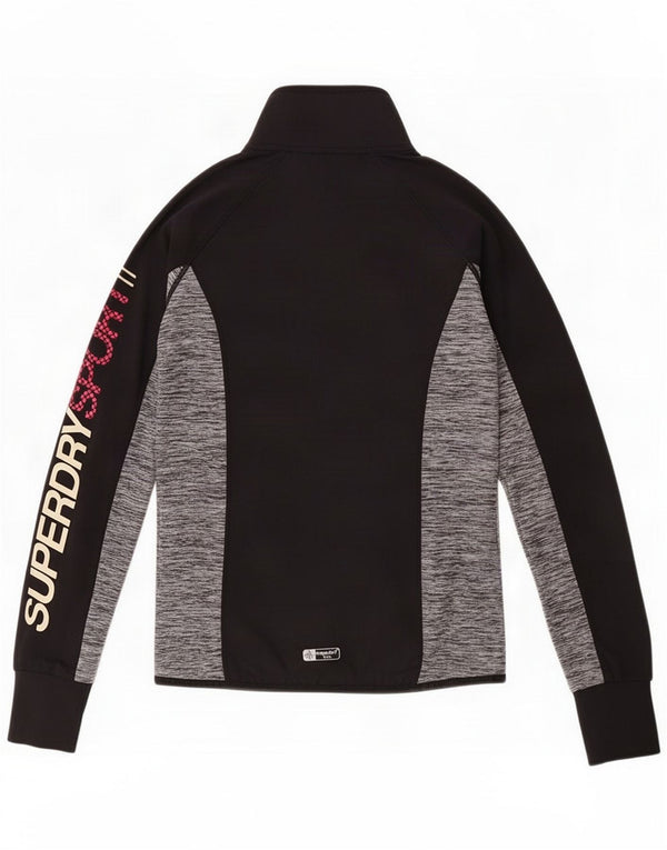 Superdry Damen Grafik-Trainingsanzug-Topjacke UK 10 Small Black Colourblock