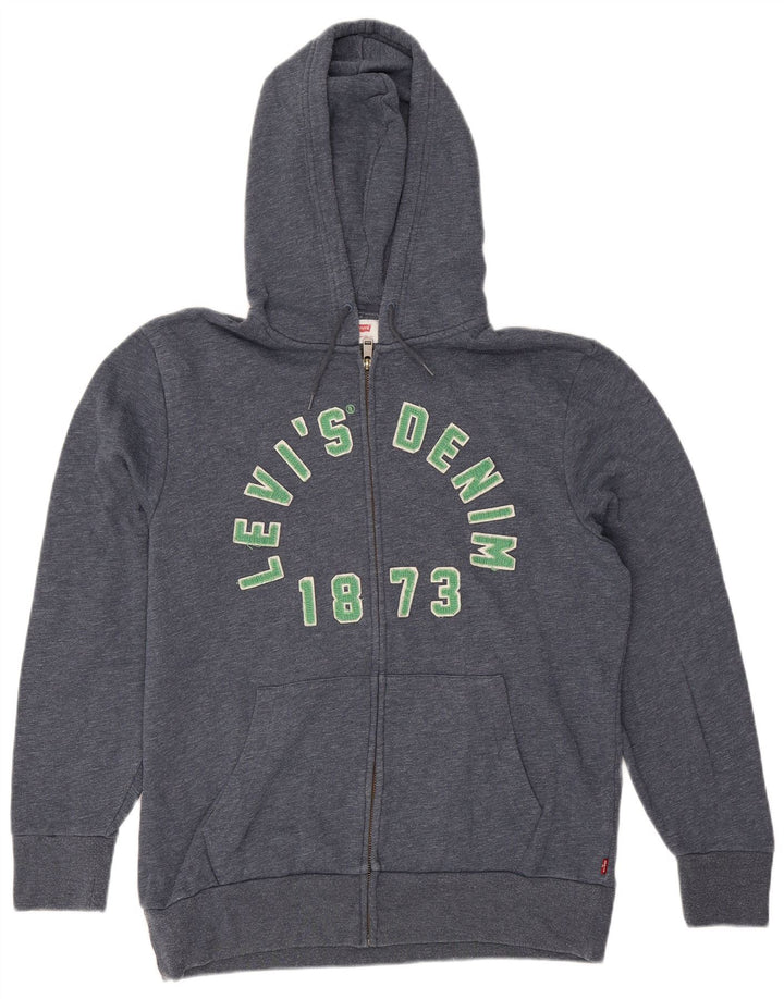 Levi's Herren-Kapuzenpullover mit grafischem Reißverschluss, mittelmarineblaue Baumwolle