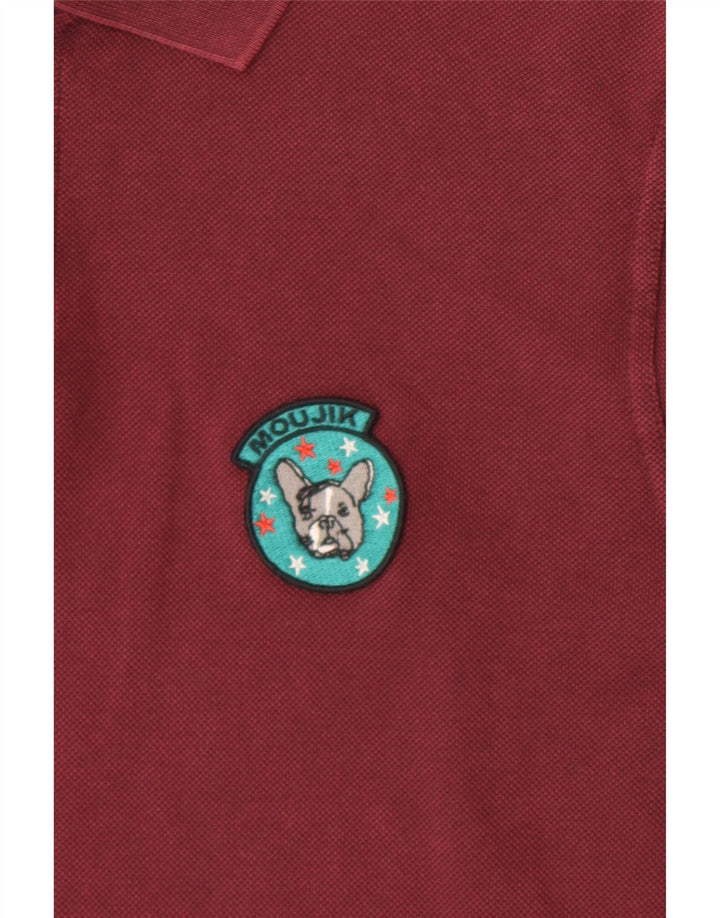 Saint Laurent Herren Poloshirt Große Burgunderrote Baumwolle