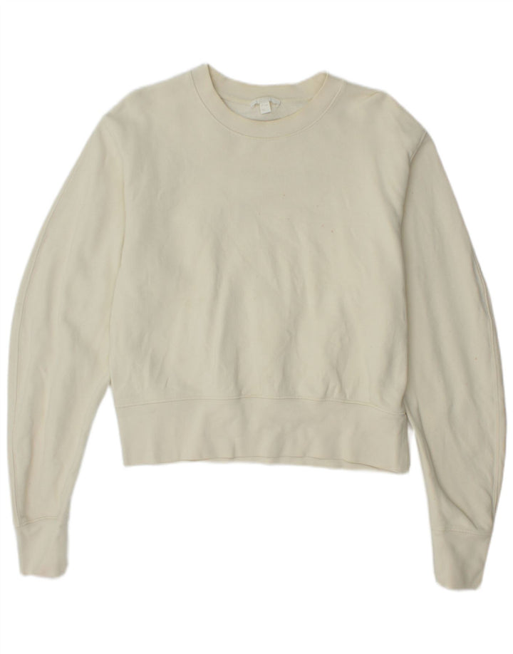 Cos übergroßer Damen-Sweatshirt-Pullover, Gr. 10, Größe S, cremefarbene Baumwolle