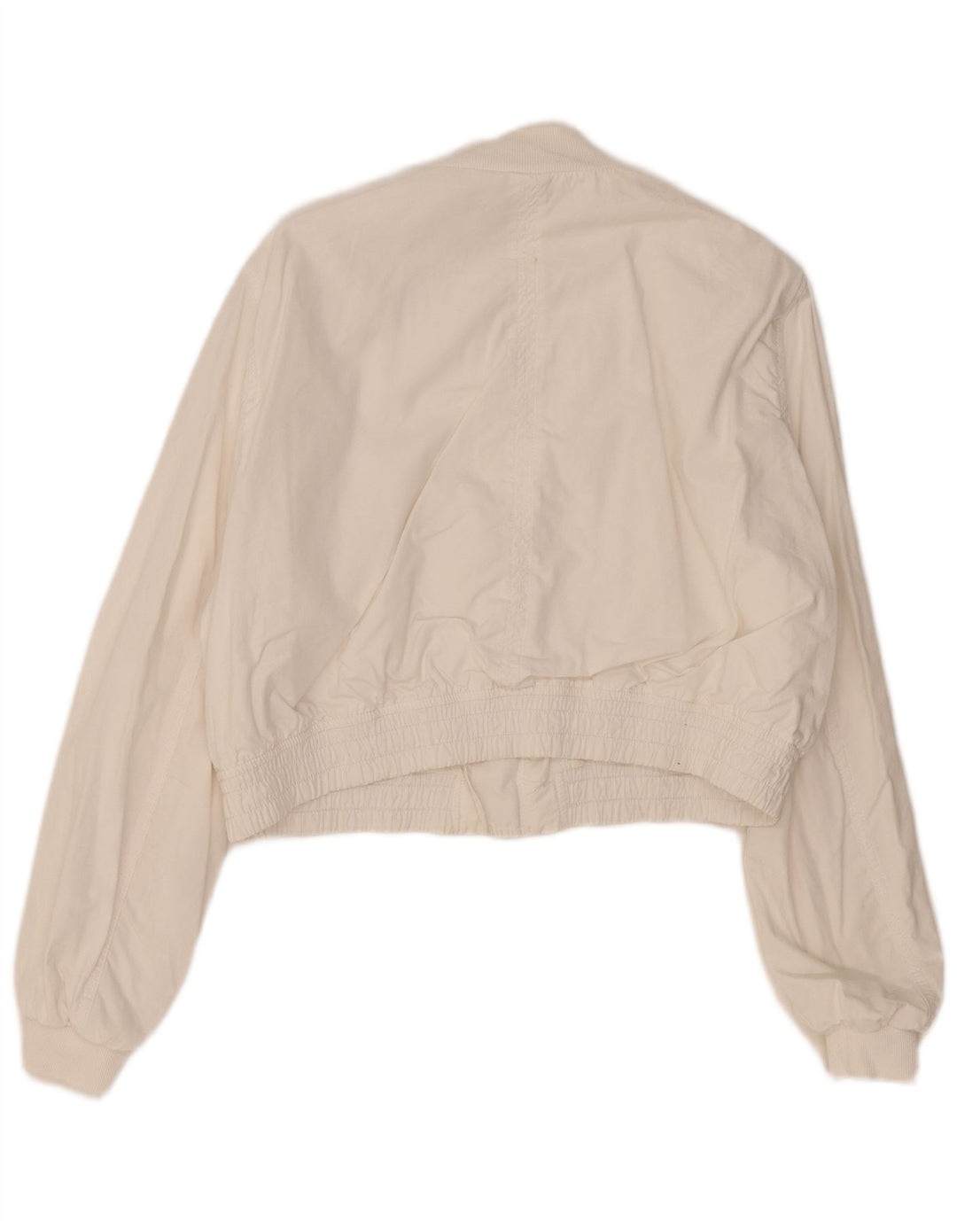 Zara Damen Crop Bomberjacke UK 16 Large Weiße Baumwolle