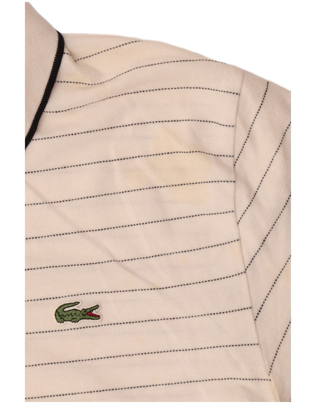 Lacoste Herren-Poloshirt, Größe 5, groß, weiß gestreift, Baumwolle