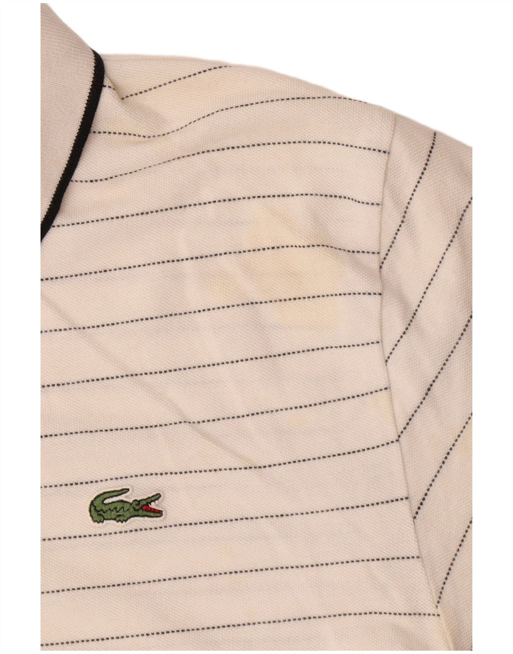Lacoste Herren-Poloshirt, Größe 5, groß, weiß gestreift, Baumwolle