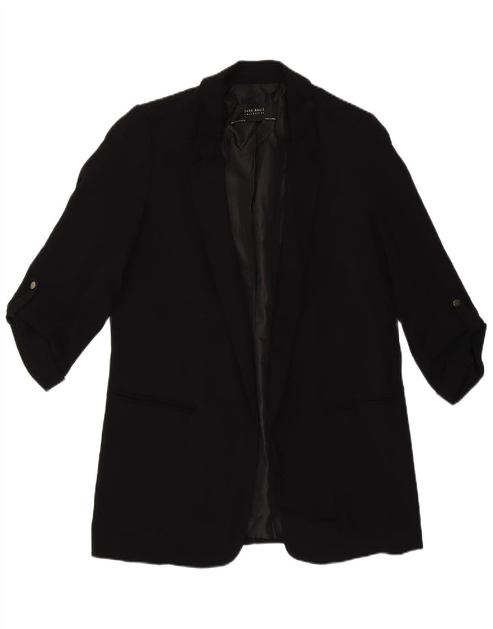 Zara Damen-Blazer mit 3/4-Ärmeln, offen, Gr. 10, Größe S, Schwarz, Polyester