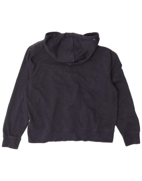 TOMMY HILFIGER Damen Graphic Hoodie Pullover UK 14 Medium Marineblau Baumwolle