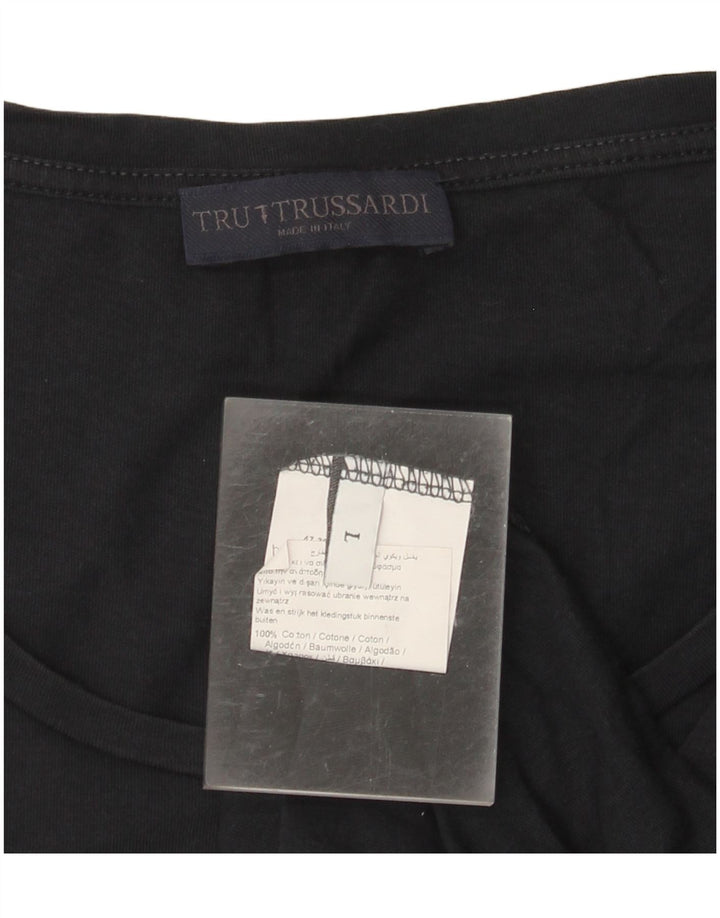 TRUSSARDI Damen Grafik-T-Shirt-Oberteil UK 16 Large Schwarz Baumwolle