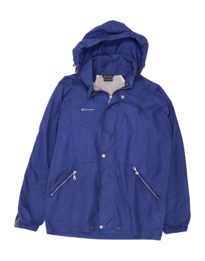 CHAMPION Mens Graphic Hooded Rain Jacket UK 38 Medium Blue Polyamide