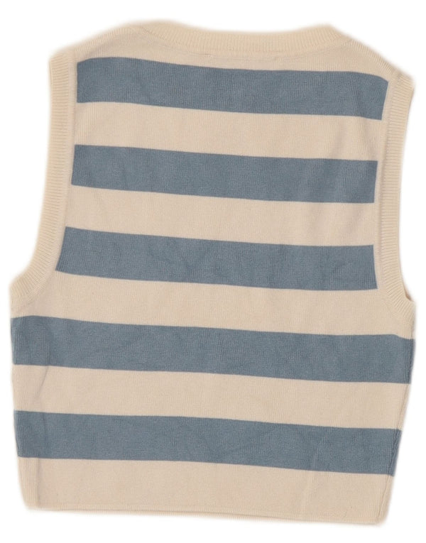 Zara Damen Crop Top UK 12 Mittelbeige gestreifte Viskose