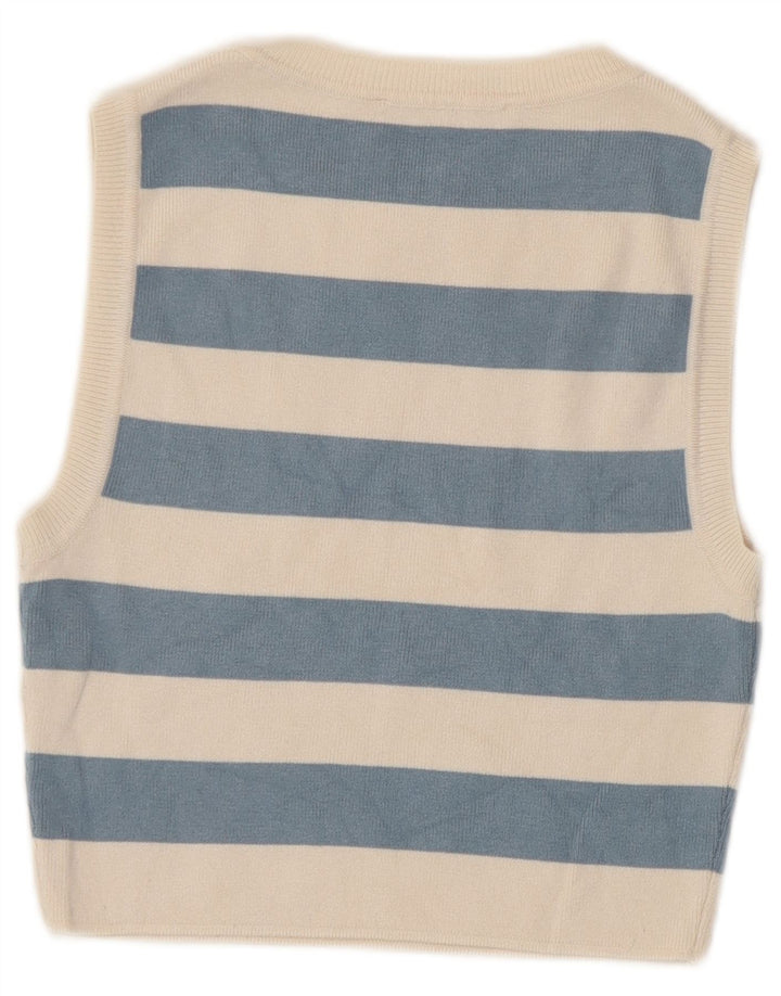 Zara Damen Crop Top UK 12 Mittelbeige gestreifte Viskose