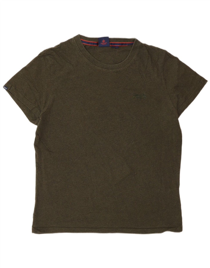 SUPERDRY Herren-T-Shirt-Oberteil, groß, grüne Baumwolle