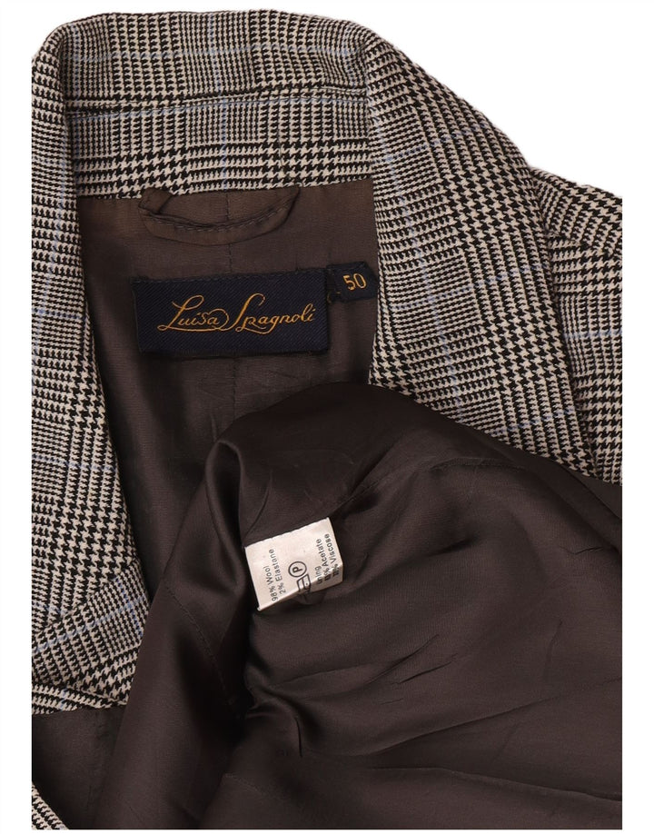 Luisa Spagnoli Damen 3-Knopf-Blazerjacke IT 50 XL grau karierte Wolle