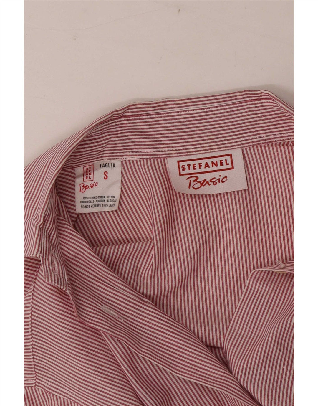 Stefanel Damenhemd UK 10 Small Red Nadelstreifen Baumwolle