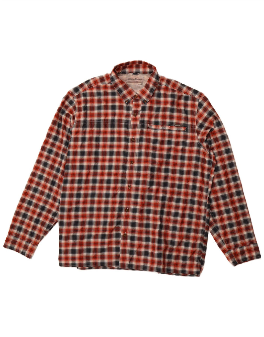EDDIE BAUER Mens Shirt XL Red Check Polyester