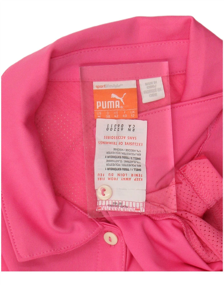 PUMA Damen Poloshirt UK 12 Mittelrosa geometrisches Polyester