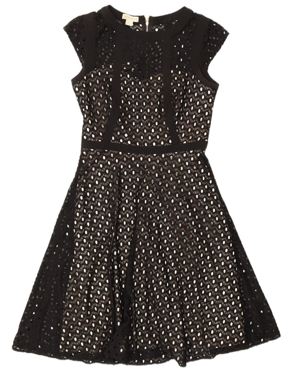 Monsoon Damen A-Linien-Kleid UK 10 Small Schwarz Nylon