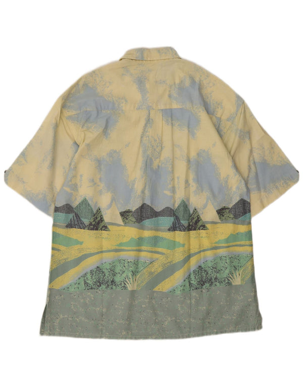 Fieldwork Herren-Grafik-Kurzarmhemd aus mittelgelber Colourblock-Baumwolle