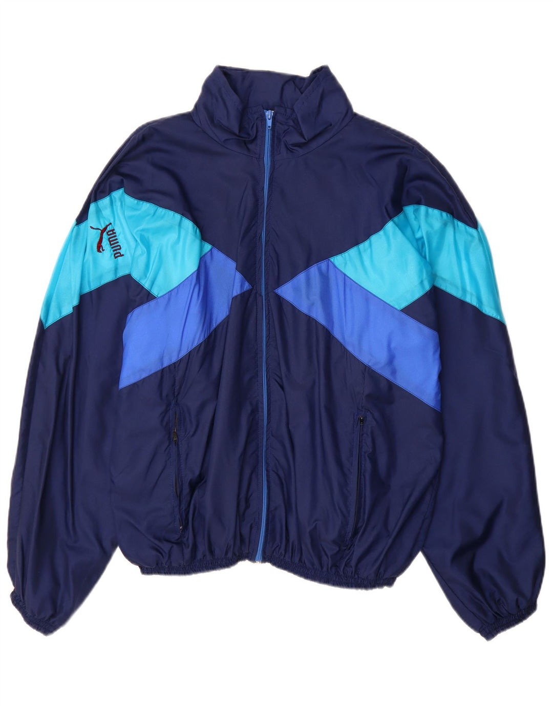 PUMA Herren-Trainingsanzug, Top-Jacke, 2XL, Marineblau, Colourblock-Baumwolle