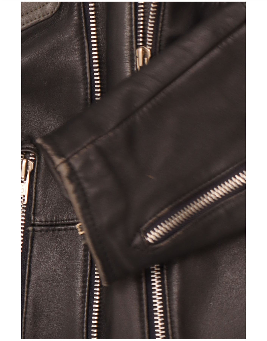 MQP Herren-Leder-Bikerjacke, UK 46 3XL, schwarzes Colourblock-Leder