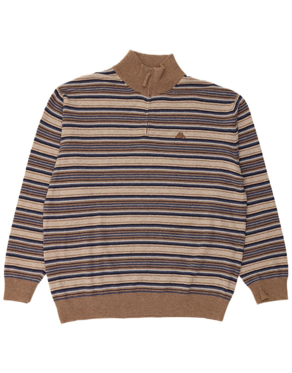Kappa Herren-Pullover mit Reißverschluss, 3XL, mehrfarbig, gestreift, Wolle