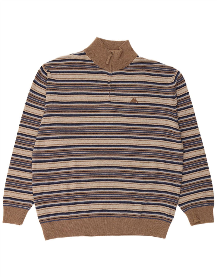 Kappa Herren-Pullover mit Reißverschluss, 3XL, mehrfarbig, gestreift, Wolle
