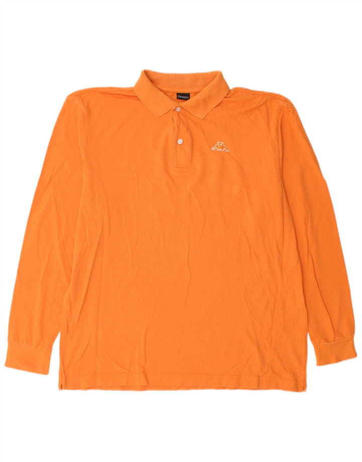 Kappa Herren Langarm-Poloshirt, groß, orange, Baumwolle