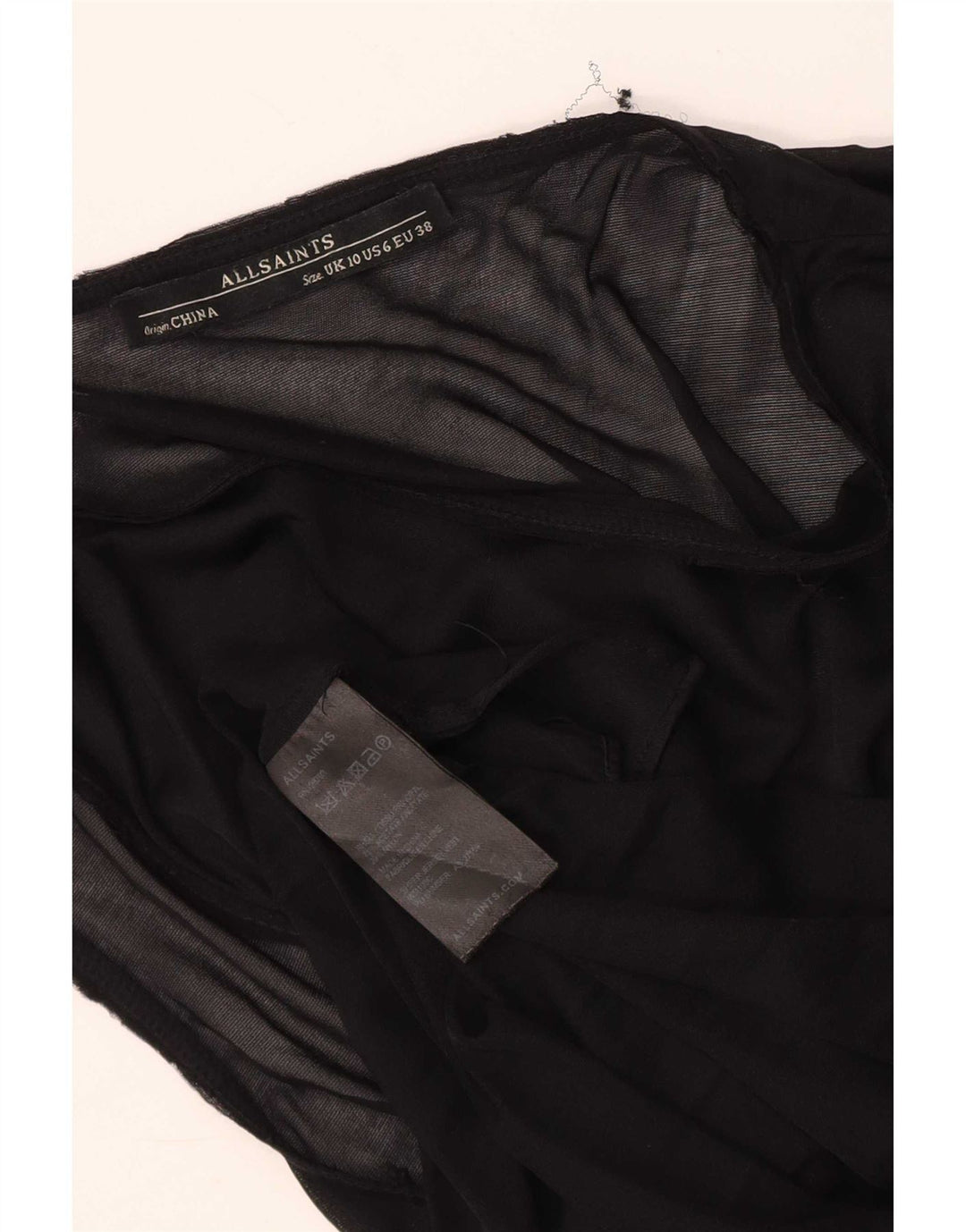 All Saints Damen-Bluse, ärmellos, Gr. 10, Größe S, Schwarz, Acetat