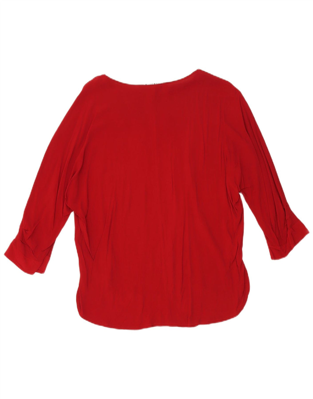 Zara Damen-Blusenoberteil mit 3/4-Ärmeln, übergroß, Gr. 10, Größe S, rote Viskose